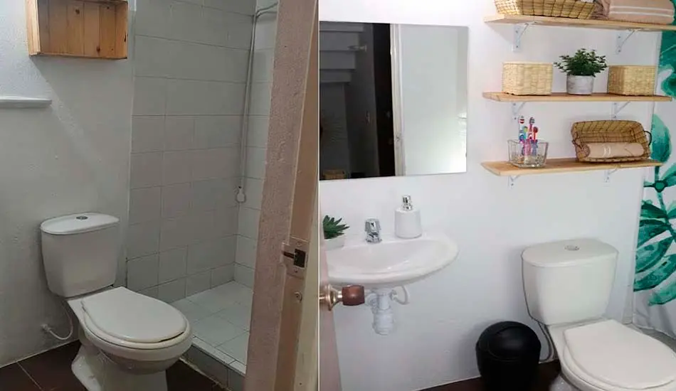 Antes y después de un baño remodelado en Bogotá