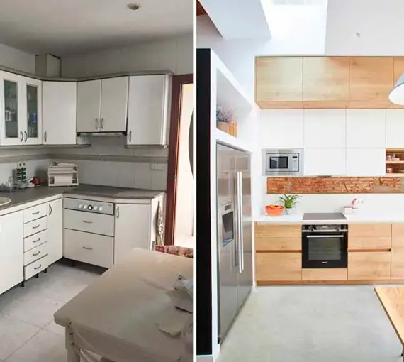 Antes y después de una cocina integral remodelada