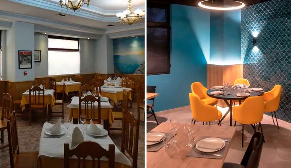 Antes y después de un restaurante remodelado